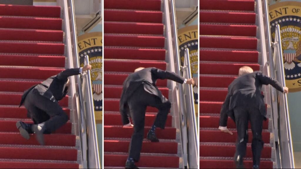 Watch Ur Steps Mr President: biden Tumble On Steps of Air Force One