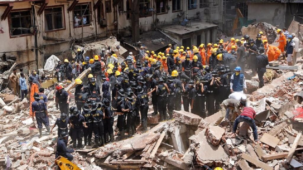 Tragic Fall: Rescuers search for survivors after Mumbai building collapse
