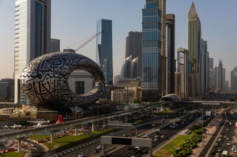 The Museum of The Future stands on the city skyline among commercial and residential properties in Dubai, United Arab Emirates, on Tuesday, Oct. 13, 2020. Dubai real estate stocks were once the stars for investors betting on the city s booming economy.