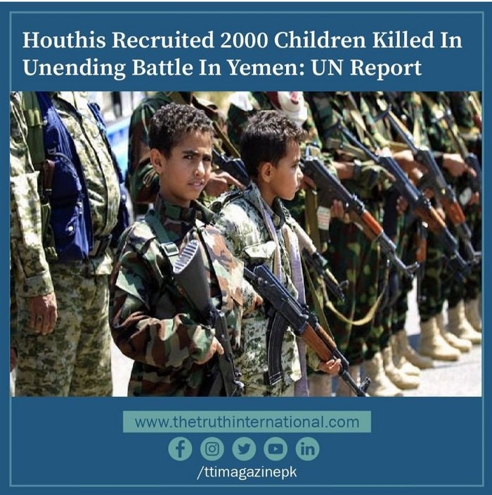 Houthis recruited 2000 children killed in unending battle in Yemen: UN Report