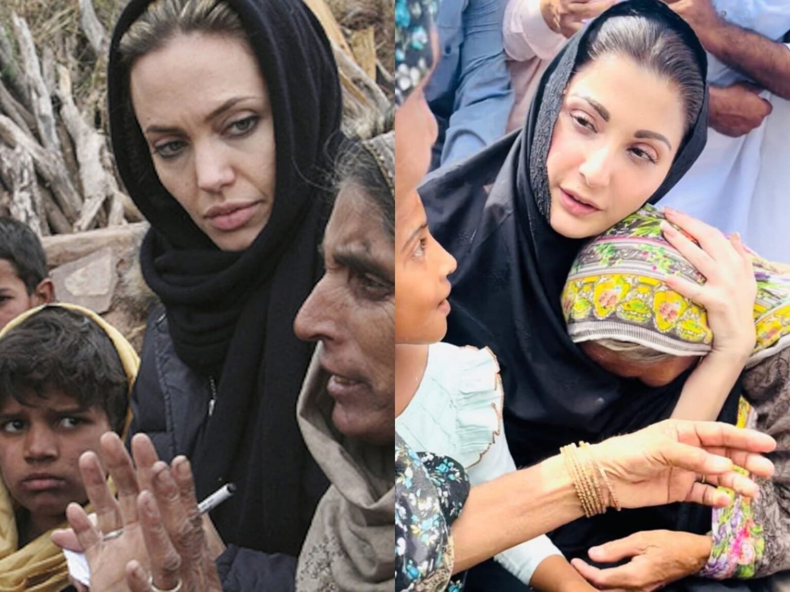 Maryam Nawaz Criticised for ‘attempting to copy’ Angelina Jolie, during her visit to the flood-hit areas.