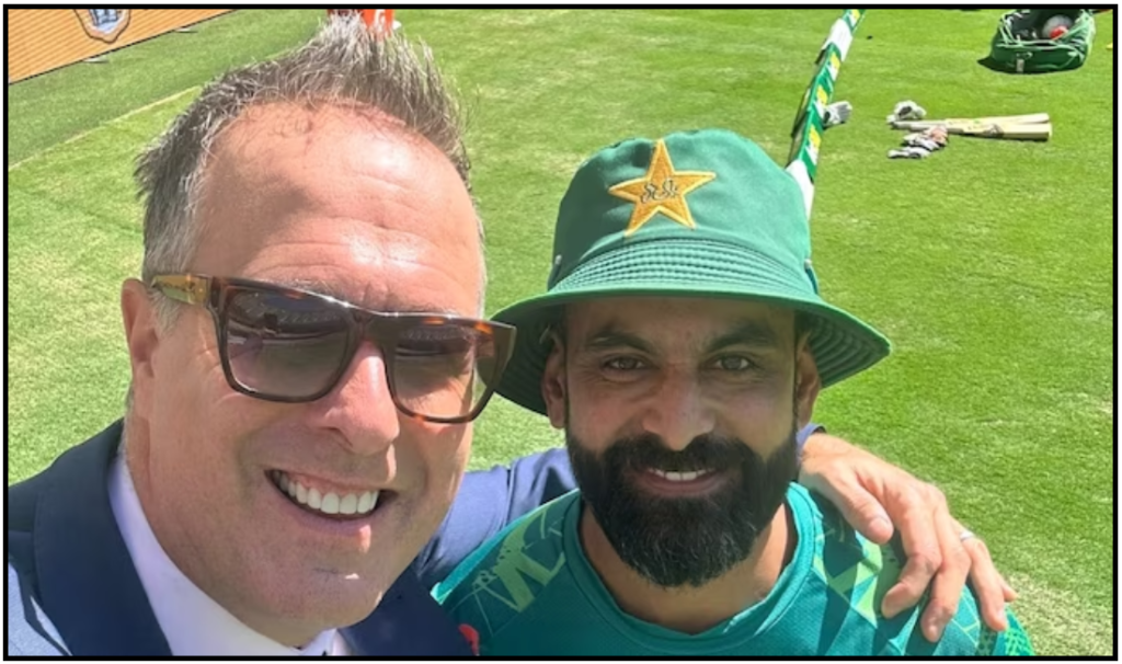 Michael Vaughan and Mohammad Hafeez Mend Fences with Friendly Encounter in Perth