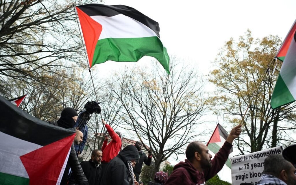 a man in US Sets Himself on Fire Outside Israeli Embassy in Solidarity with Palestine