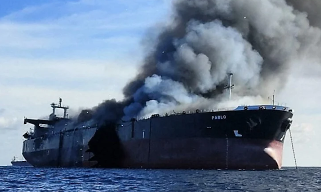 Two Oil Tankers on Fire After Collision Near Singapore