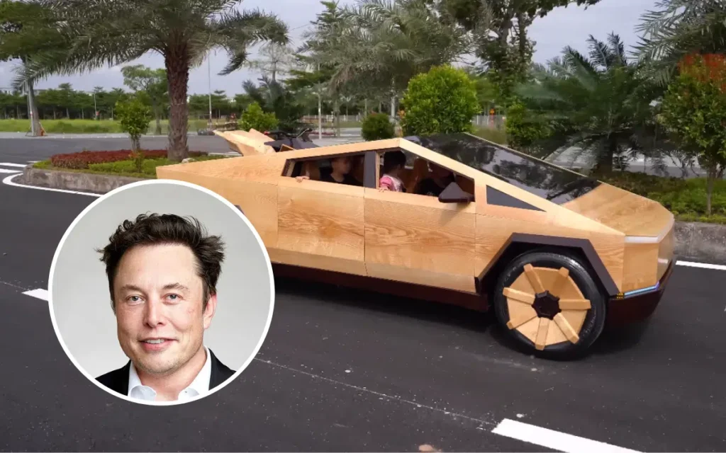 Elon Musk Reacts to Man Who Crafted Wooden Cybertruck for $15,000