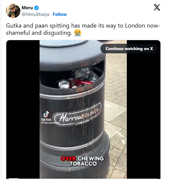 Watch viral video of Damning Indian culture: UK Residents Outraged Over Gutka and Betel Spitting in Streets London's streets are carrying dustbins with gutka and paan spitting, a dirty culture promoted by Indians
