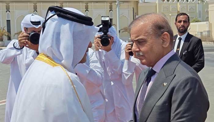 PM Shehbaz meets Qatari rulers to Express Solidarity After Israeli Strikes PM Shehbaz Sharif meets Qatari rulers in Doha today