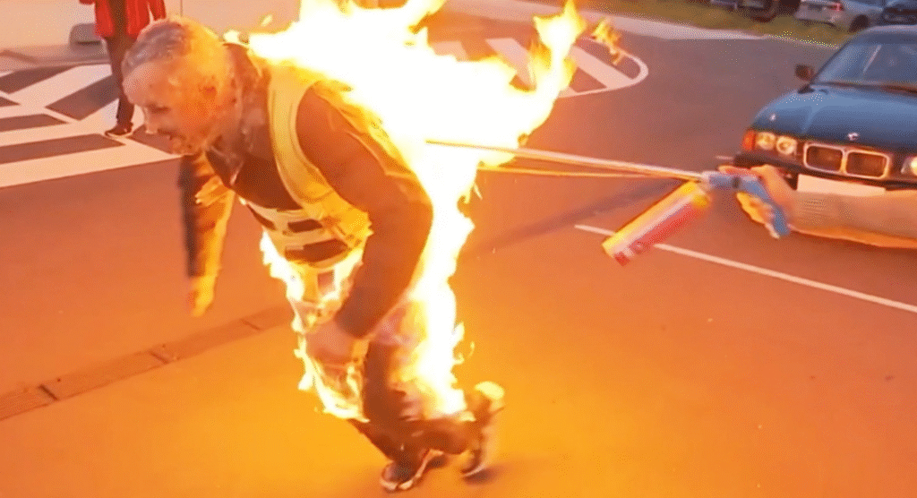 Austrian Stuntman Breaks Guinness World Record by Pulling Car While Engulfed in Flames Austrian stuntman Guinness World Record flames