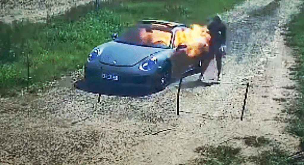 Brazilian Man Burns His Own Porsche in Insurance Scam, Caught on Hidden Camera Brazilian man burns Porsche for insurance