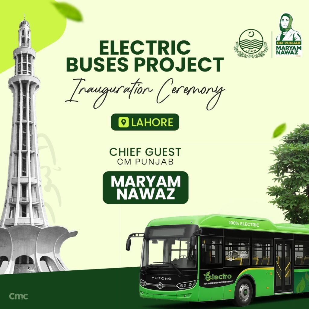 Maryam Nawaz Launches Electric Bus Project to Transform Public Transport in Lahore Punjab chief minister launches electric buses project in Lahore