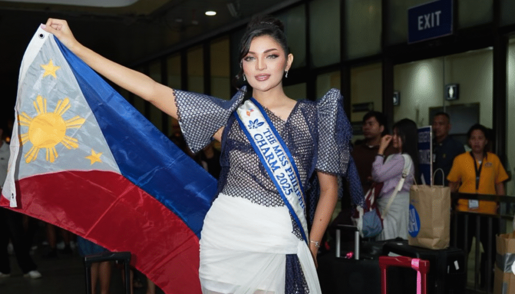 Cyrille Payumo flies to Vietnam for Miss Charm 2025, representing the Philippines and aiming for the country’s first title.
