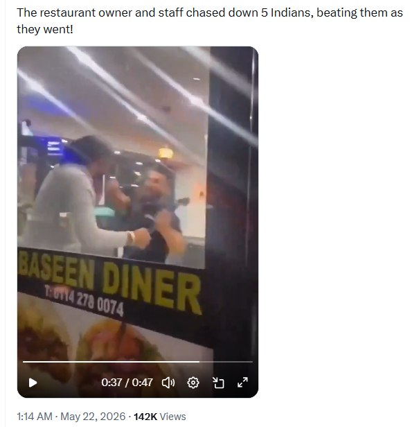 Indians thrashed in UK for damaging a Turkish restaurant serving beef kebab Indians beaten up in UK for damaging a Turkish restaurant serving beef kebab