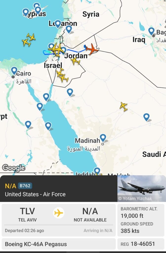 Reports Highlight Increased US Air Activity Over Israel and Jordan