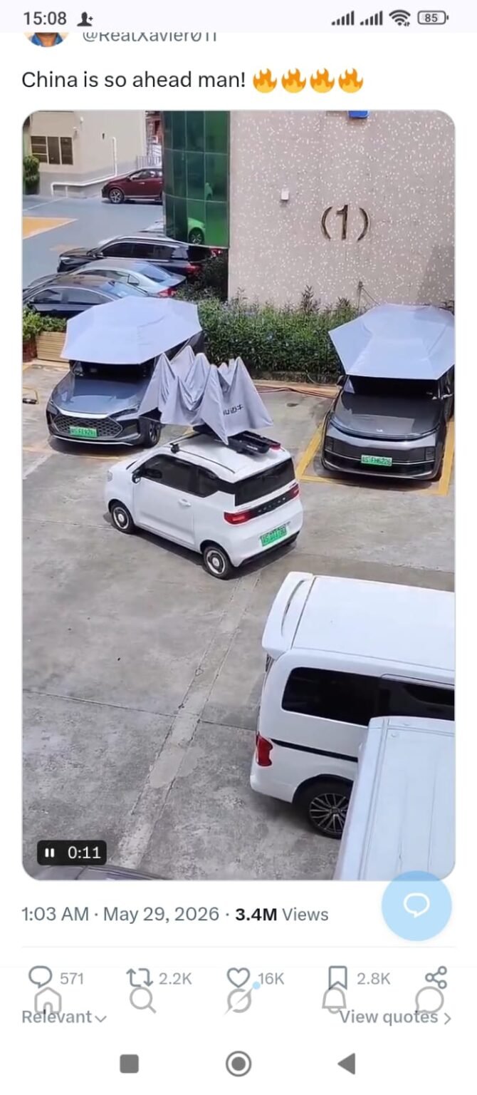 Remote-Controlled Car Umbrellas Go Viral as Motorists Battle Extreme Heat: Watch the video Headline: Remote-Controlled Car Umbrellas Go Viral as Drivers Battle Extreme Heat