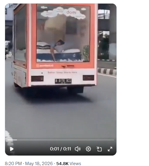 Why is this man being paid for sleeping in moving car? Indonesian mattress company Domi Bed pays a man to sleep inside a moving car during a viral advertising campaign.