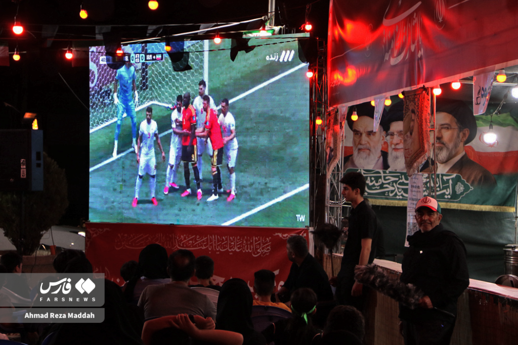 Public screenings at mourning tents blend football passion with Muharram observances across Tehran and other cities