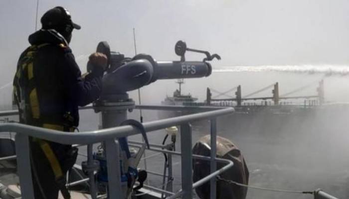 Pakistan Navy Extinguishes Fire on Merchant Vessel MT Shalamar in Arabian Sea Pakistan Navy Extinguishes Fire on Merchant Vessel MT Shalamar in Arabian Sea