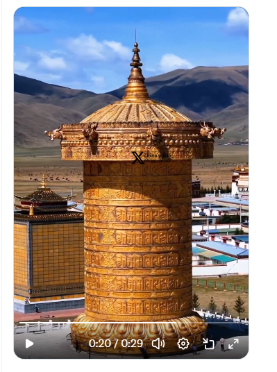 World’s Largest Gold-Coated Prayer Wheel Goes Viral Online: Watch the Video World’s largest gold-plated prayer wheel in China goes viral, showcasing Guinness record structure and boosting global cultural tourism interest online.