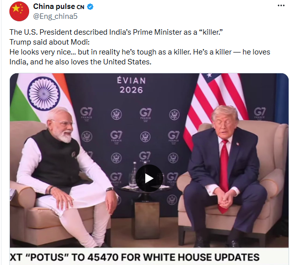 Trump Calls Modi ‘Tough as a Killer’ During G7 Interaction, Video Goes Viral Donald Trump calls Modi tough as a killer, video goes viral
