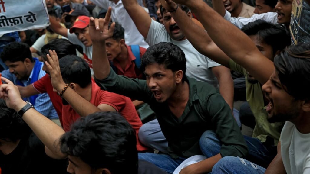 Police stop youth-led protest march in New Delhi as demonstrators demand education reforms