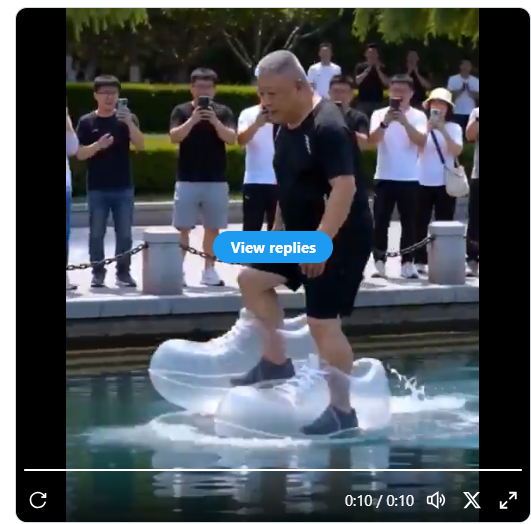 Viral Video Shows Senior Citizen Walking on Water With Specialized Transparent Shoes Viral Video Shows Senior Citizen Walking on Water With Specialized Transparent Shoes