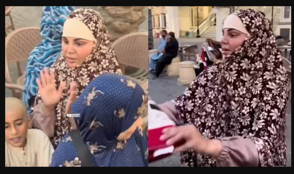 Rakhi Sawant Mobbed in Mecca While Distributing Janamaz as Crowd Turns Chaotic Rakhi Sawant Mecca incident