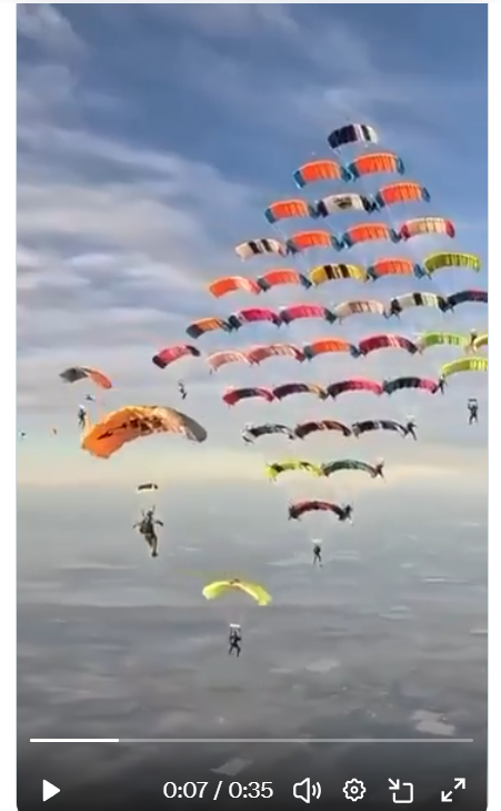 Watch: 104 Skydivers Fill the Florida Sky in a Stunning Canopy Formation skydivers Florida