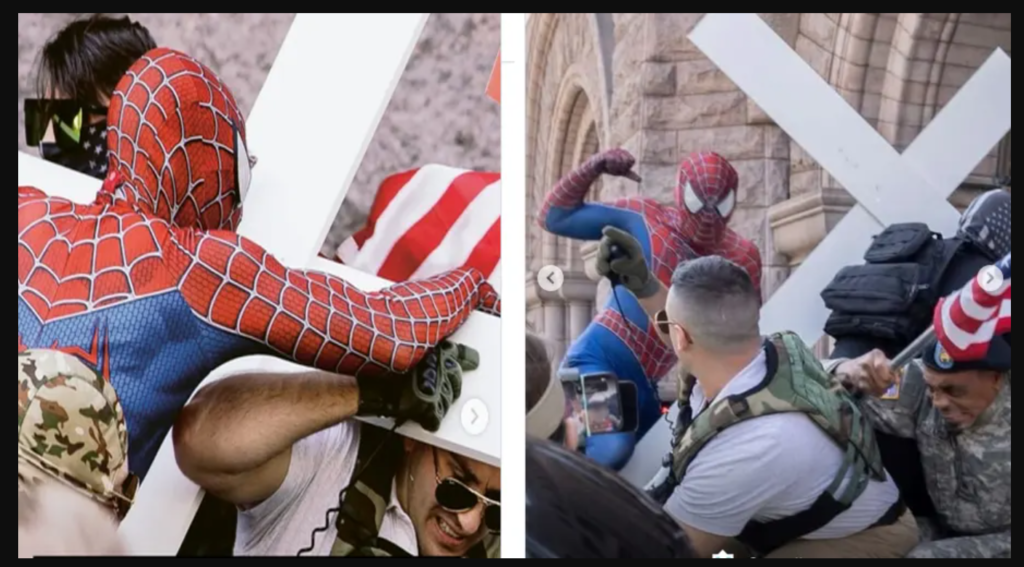 Why Was a Spider-Man on Top of a Pickup Truck at the Minneapolis Rally? the Minneapolis Rally