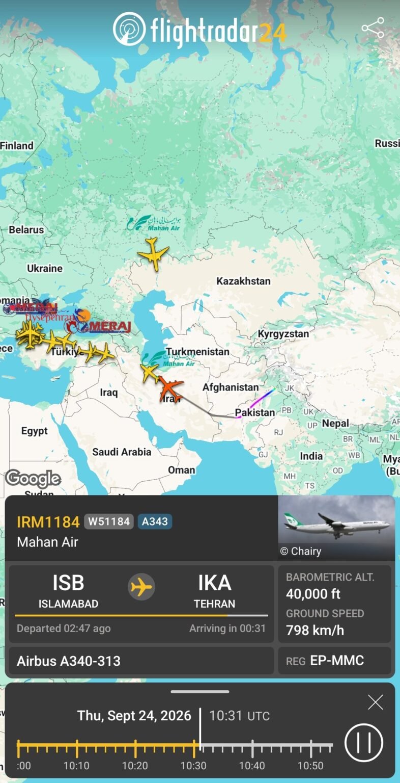 Tehran Flights Continue to Türkiye, China, Pakistan, Thailand and Russia as UAE and Oman Routes Remain Halted