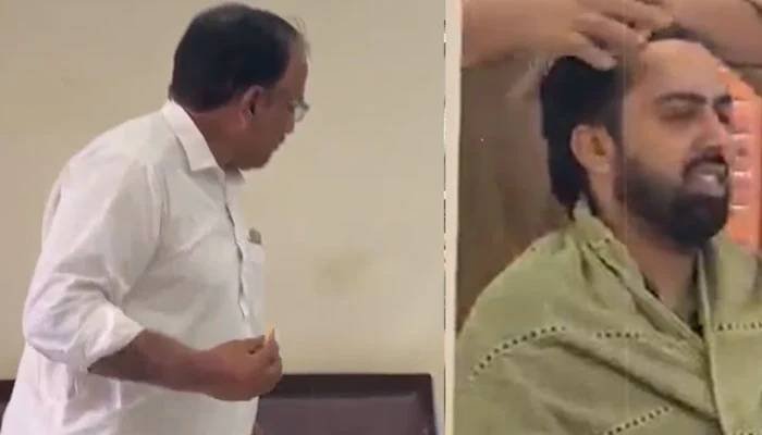 Viral Video Shows YouTuber Getting Haircut Inside Haripur DPO Office