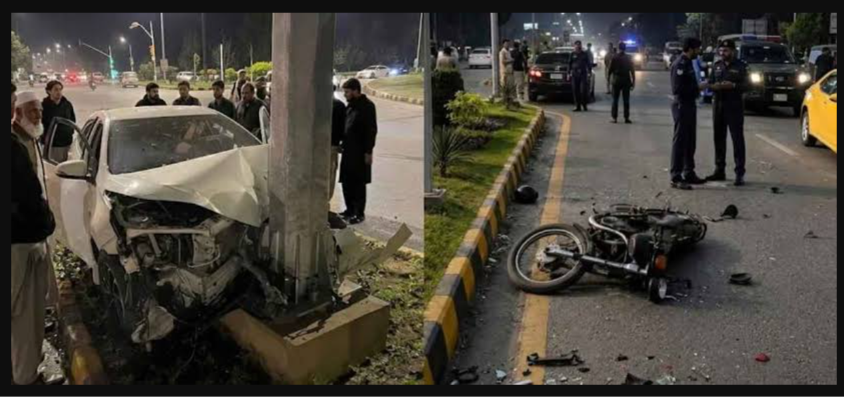 PMLN MNA’s Son Hits Motorcycle With Govt Car in Islamabad Islamabad government car accident